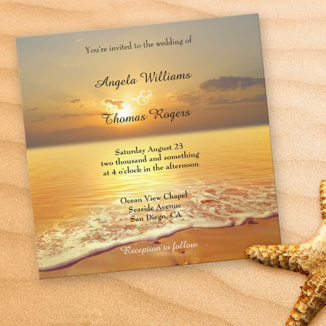 Romantic Sunset Beach Wedding bjudande Inbjudningar (Skapare uppladdad)