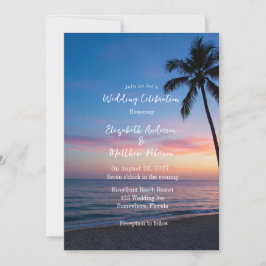 Romantic Sunset Beach Wedding Firande Inbjudningar