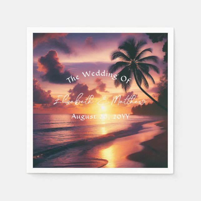 Romantic Sunset Beach Wedding Pappersservett (Framsidan)