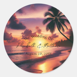 Romantic Sunset Beach Wedding Runt Klistermärke