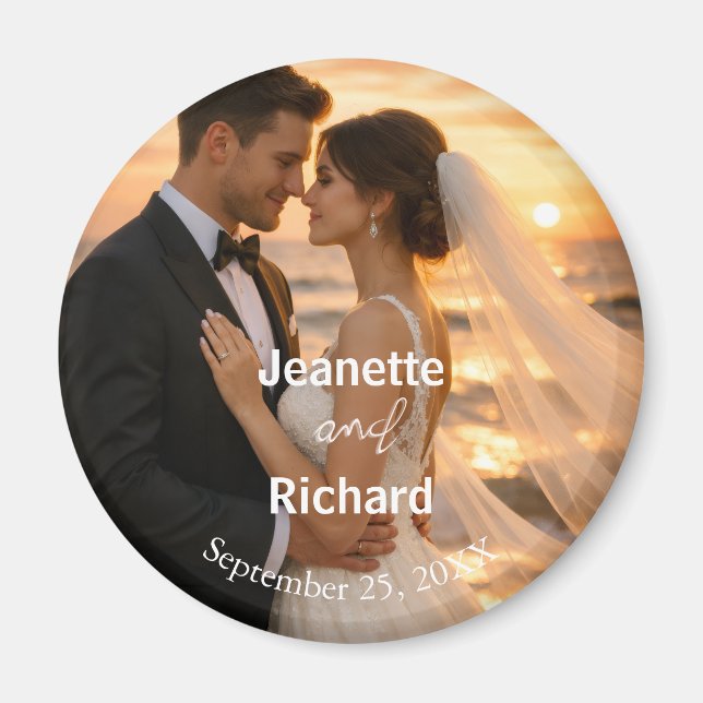 Romantic Sunset Beach Wedding Vows Magnet (Framsidan)