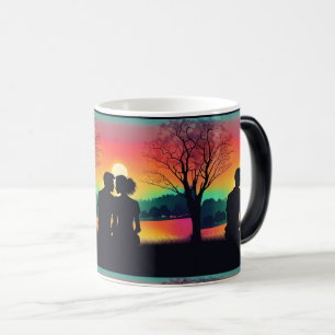 Romantic Sunset - Couple Silhouette Magisk Mugg