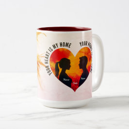 Romantic Sunset Couple Your Heart My Home Mug Två-Tonad Mugg