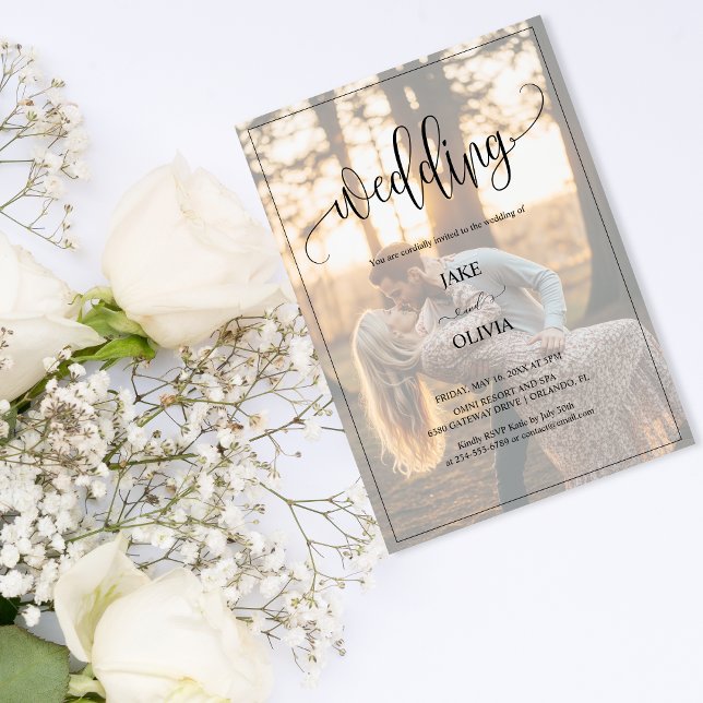 Romantic Sunset Elegant 2 Photo Bröllop Inbjudningar (Skapare uppladdad)