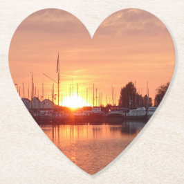 Romantic Sunset Heart Underlägg Papper