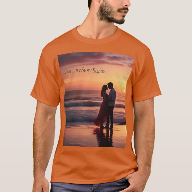 Romantic Sunset Kärlek Story Manar Tshirt T Shirt (Framsida)