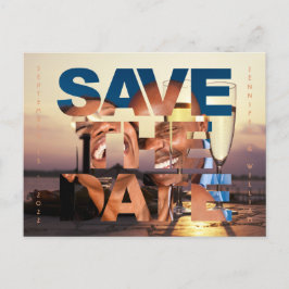 Romantic Sunset Photo Bröllop spara datum Vykort