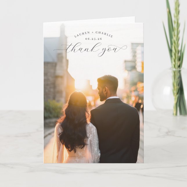 Romantic Sunset Photo Tack Kort (Framsida)