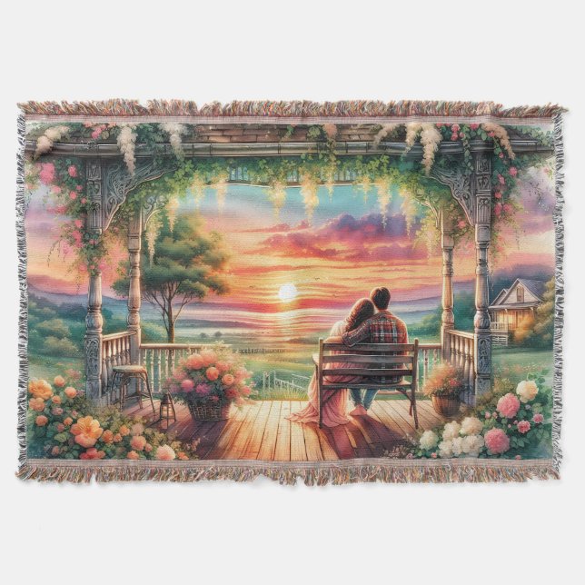 Romantic Sunset Porch View Illustration Filt (Framsidan)