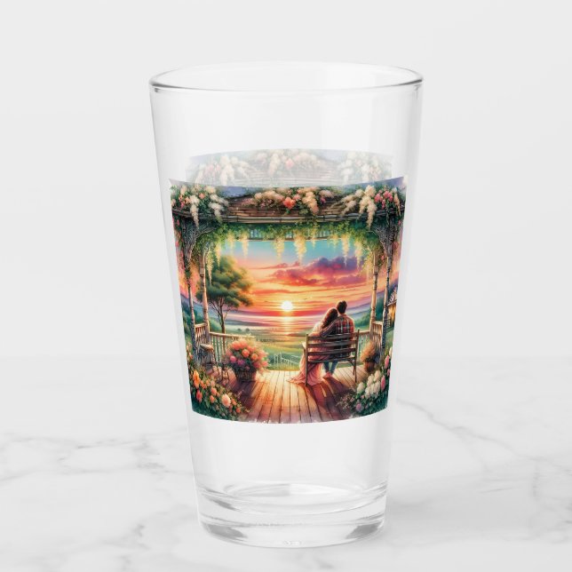 Romantic Sunset Porch View Illustration Glaskopp (Framsida)