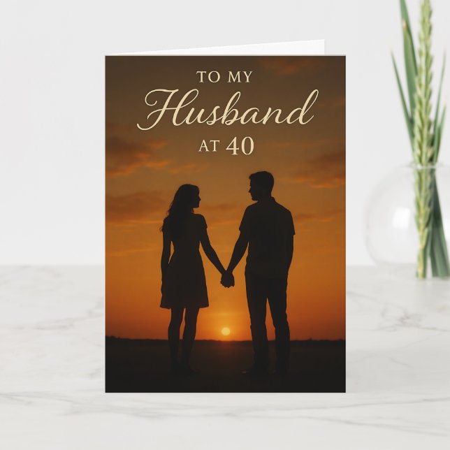 Romantic Sunset Silhouette 40th Birthday Kort (Framsida)