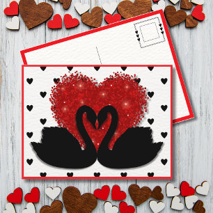 Romantic Svan Heart Valentindagen Helg Vykort