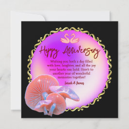 Romantic Svan Pastel Lycklig-årsdagen Guld-accent Kort