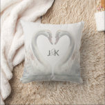 Romantic Svanar Bröllop par Monogram Kudde<br><div class="desc">Svanar adorn den här bröllop-paret med monogram dekorativ kudde som erbjuder en romantisk estetik. Underbar för särskilda tillfällen. Lägg till parets monogram. Använda mallen som ska anpassas. En underbar gåva.</div>