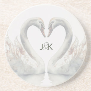 Romantic Svanar Bröllop par Monogram Underlägg