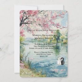 Romantic Svanar Sjö Bröllop Inbjudningar