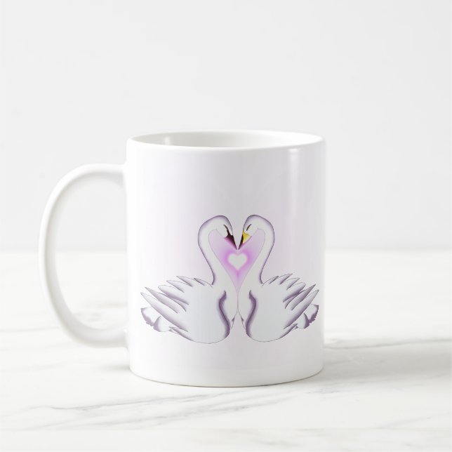 Romantic Swan Love Elegant Double-Sided Mug Cup Kaffemugg (Vänster)