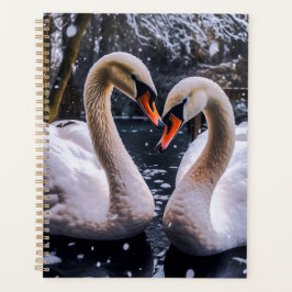 Romantic Swans in a Winter Wonderland