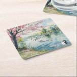 Romantic Swans Lake Bridal Shower   Underlägg Papper Kvadrat<br><div class="desc">Romantic Swans Lake Bridal Shower Bridal Shower</div>