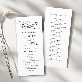 Romantic Swirly Calligraphy Bröllop Ceremony Program
