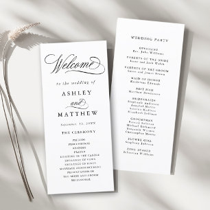 Romantic Swirly Calligraphy Bröllop Ceremony Program