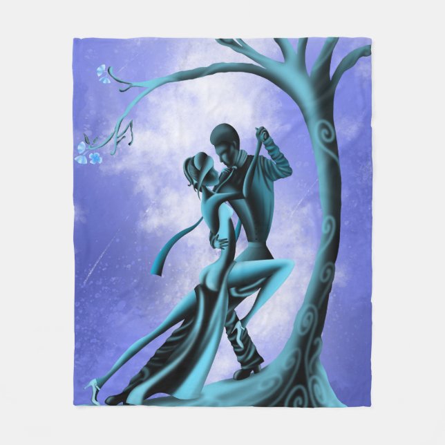 Romantic Tango under Midnight Träd Fleecefilt (Framsidan)