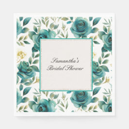 Romantic Teal Cream Ro Blommigt Möhippa Pappersservett