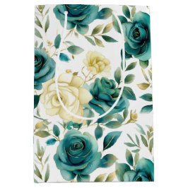 Romantic Teal Grönt Cream Ro Blommigt