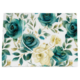 Romantic Teal Grönt Cream Ro Blommigt