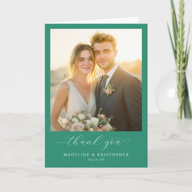 Romantic Teal Photo Tack Kort (Framsida)