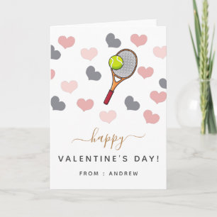 Romantic Tennis Valentine Hearts & Racket Kärlek Kort