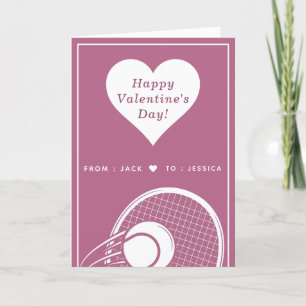 Romantic Tennis Valentines day Racket Boll & Namn Helgkort
