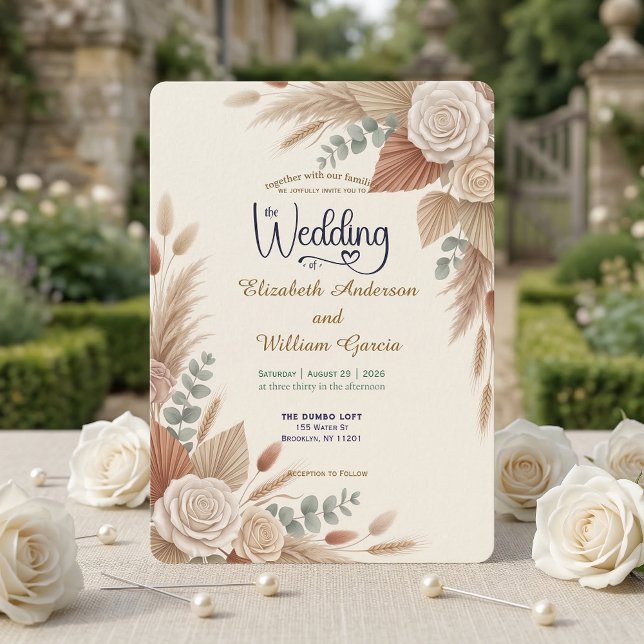 Romantic Terracotta Boho Chic Wedding Inbjudningar (Skapare uppladdad)