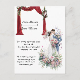 Romantic Theater Arch Wedding Invitation Card Vykort