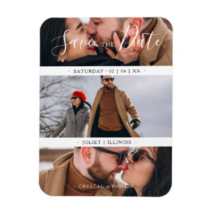 Romantic Three Bröllop Förlovning Photos Collage Magnet