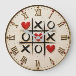 Romantic Tic Tac Toe Hearts Stor Klocka