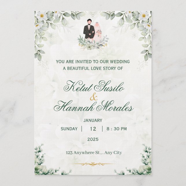 Romantic Timeless Wedding Invitation | Elegant  Inbjudningar (Framsida)