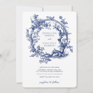 Romantic Toile de Jouy och Love birds Inbjudningar