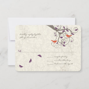 Romantic Träd Swirl Lovebird Bröllop OSA Kort