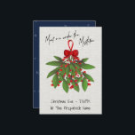 Romantic träffade mig under Mistletoe-julen Julkort<br><div class="desc">Romantisk jul-inbjudan i Kväll med en festlig grönt och ett rött mistelbunt. Lägg till inbjudningsinformationen och njut av en fantastisk jul-kväll med vänner och familj.</div>