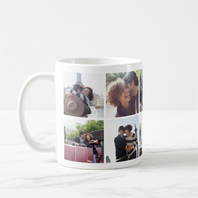 Romantic Travel Couple Photo Collage Mugg (Vänster)