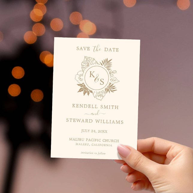 Romantic Tropical Greenery Bröllop Spara Datumet (Skapare uppladdad)