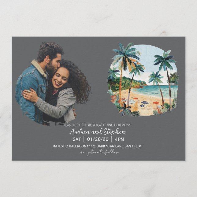 Romantic Tropical Island Wedding Inbjudningar (Framsida)