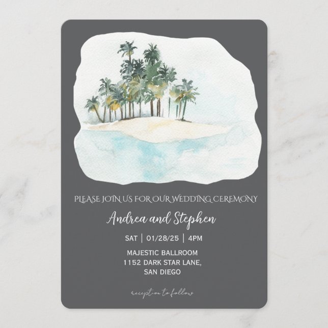 Romantic Tropical Island Wedding Inbjudningar (Framsida)