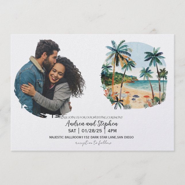 Romantic Tropical Island Wedding Inbjudningar (Framsida)