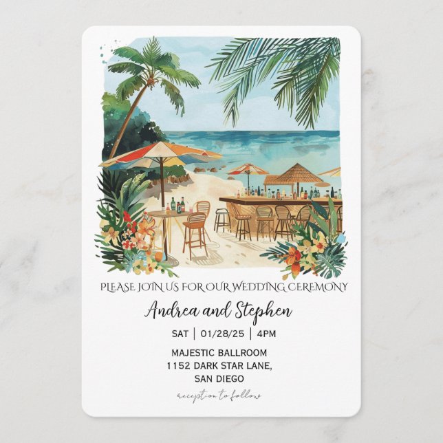 Romantic Tropical Island Wedding Inbjudningar (Framsida)