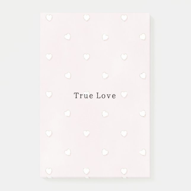 Romantic True Love White Hearts Pink Valentine Post-it Block (Framsida)