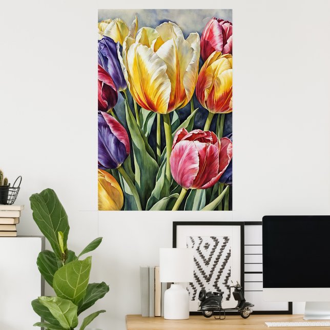 Romantic Tulip Blommar Poster Art (Hemmakontoret)