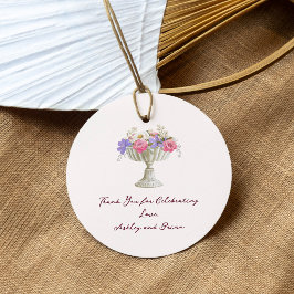 Romantic Tuscan Garden Urn with Flowers Wedding Gåvor Etiketter