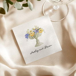 Romantic Tuscan Garden Urn with Flowers Wedding Pappersservett